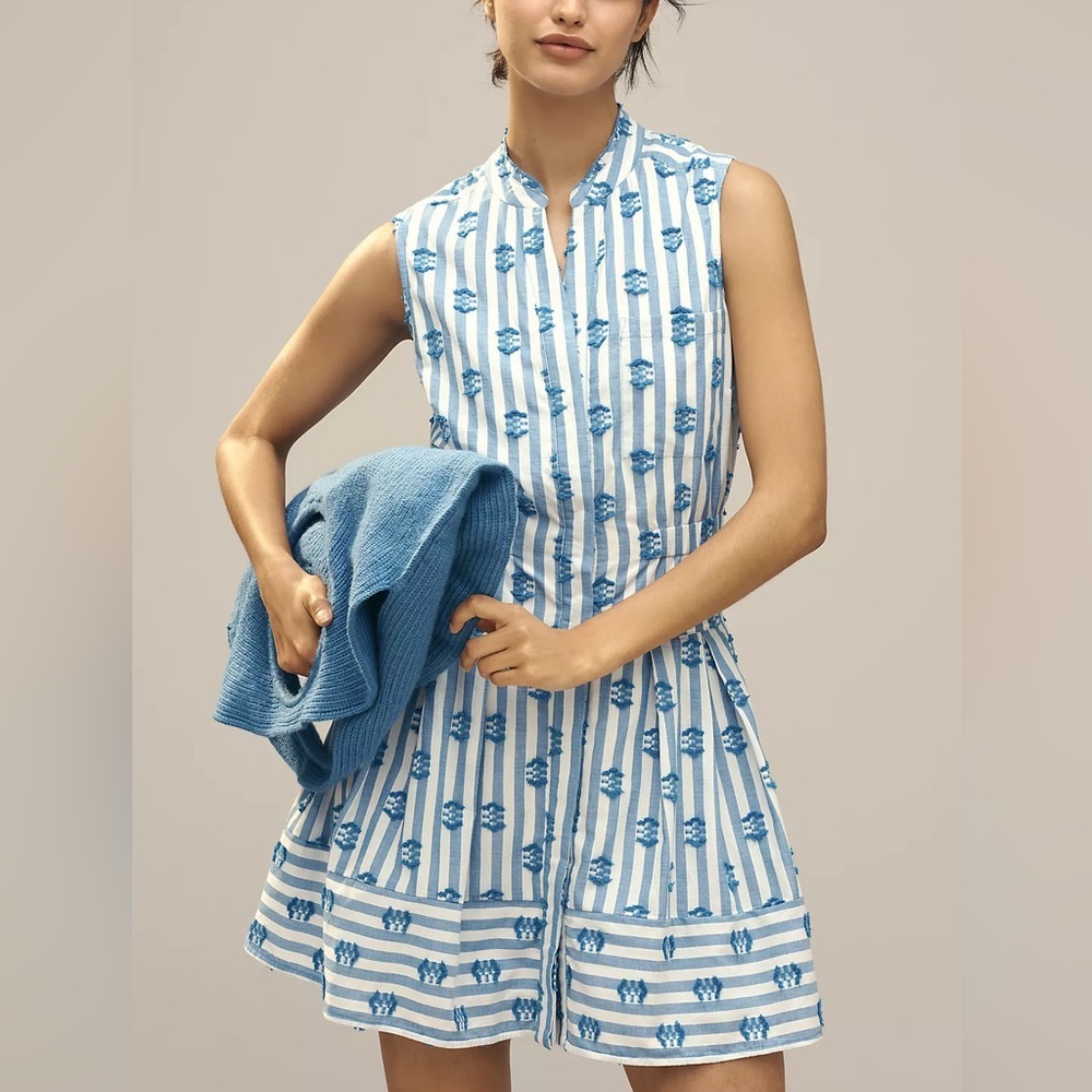 NWT Size L - Anthro 100% Cotton V-Neck Fit & Flare Shirtdress (NWT US$ 148) - Picture 7 of 16